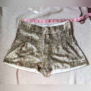 Gryphon NY Heavy Gold Metal Sequins Mini Shorts Lined XS Silk